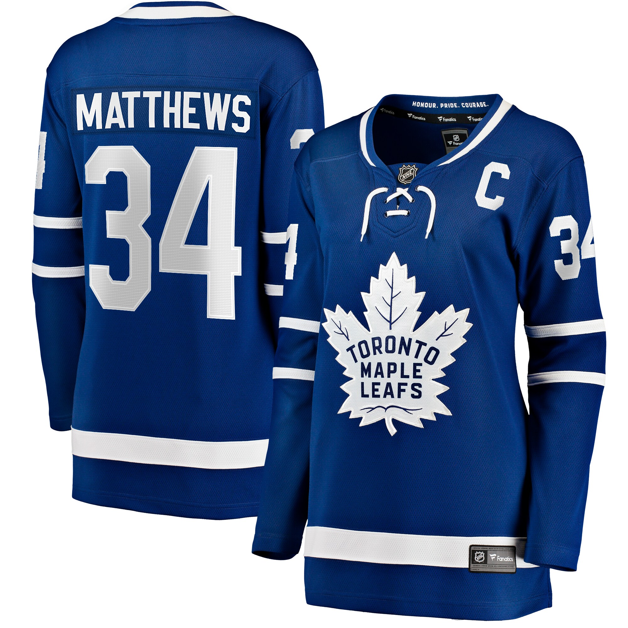 Women's Toronto Maple Leafs Auston Matthews Blue Captain Patch Home Breakaway Player Hockey Jersey - JS585 
