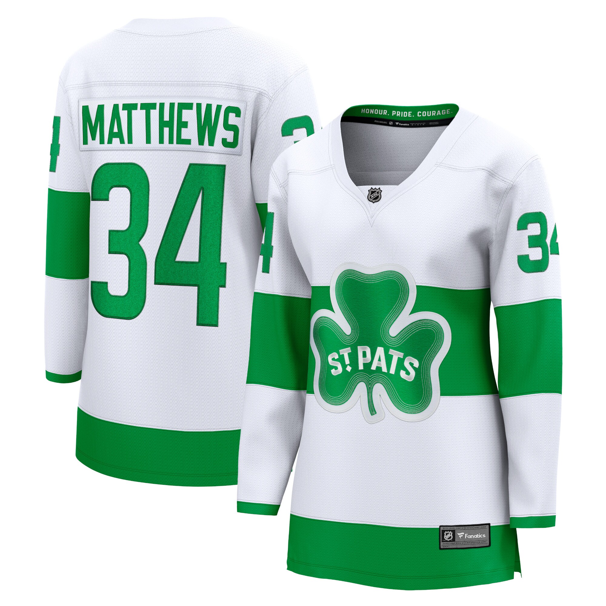 Women's Toronto Maple Leafs Auston Matthews White St. Patricks Alternate Premier Breakaway Player Hockey Jersey - JS910 
