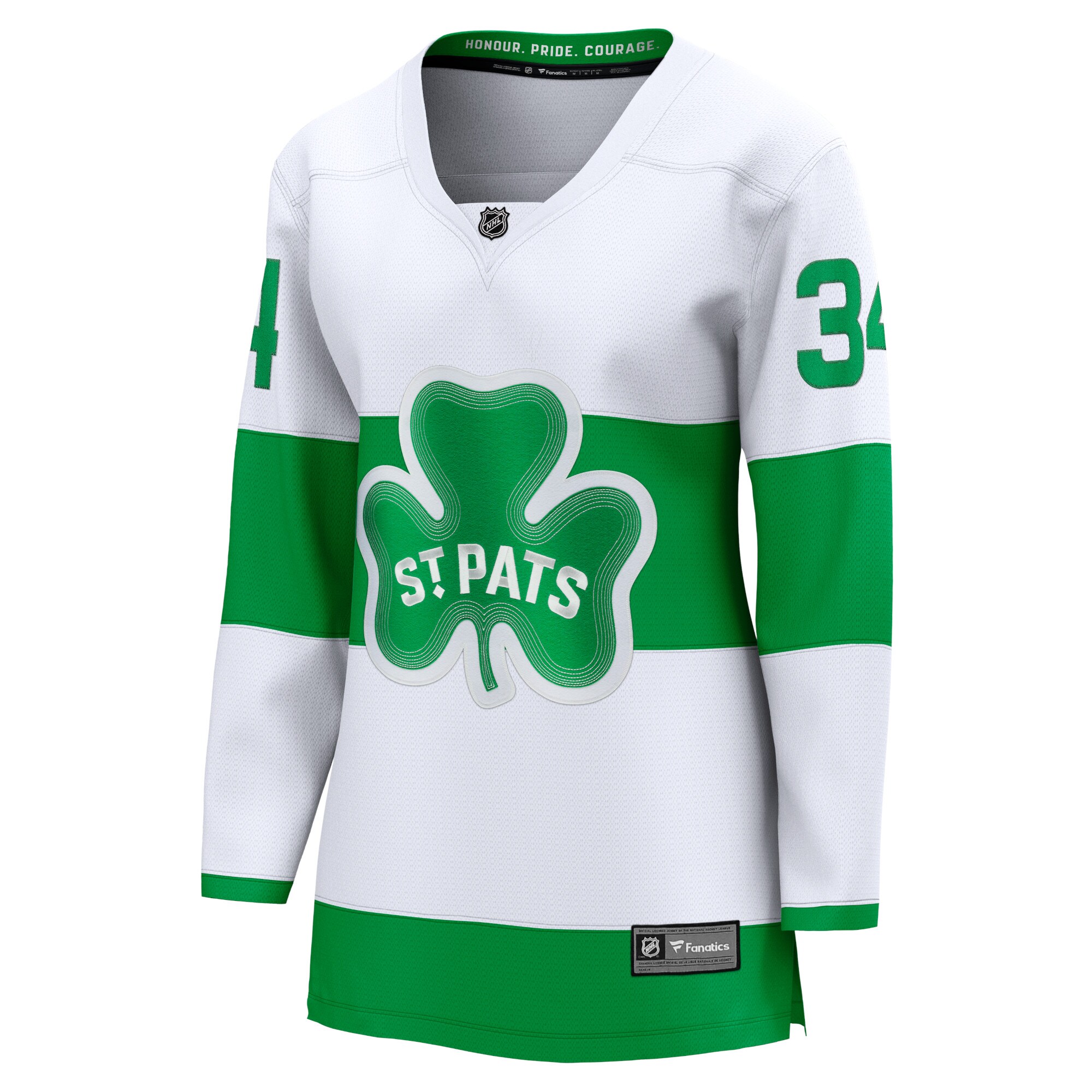 Alternative view of Women's Toronto Maple Leafs Auston Matthews White St. Patricks Alternate Premier Breakaway Player Hockey Jersey - JS910 