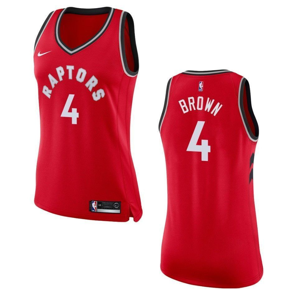 Women's Toronto Raptors 4 Lorenzo Brown Icon Swingman Basketball Jersey - Red - JS593 