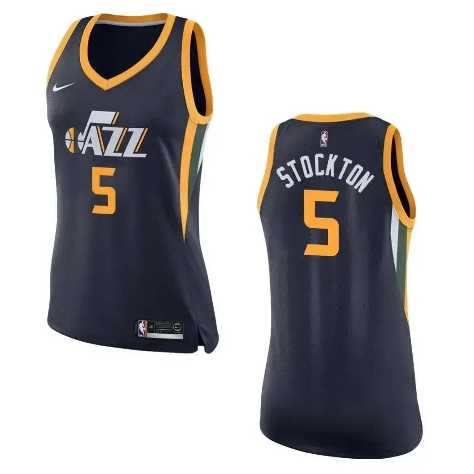 Women's Utah Jazz 5 David Stockton Icon Swingman Basketball Jersey - Navy - JS998 