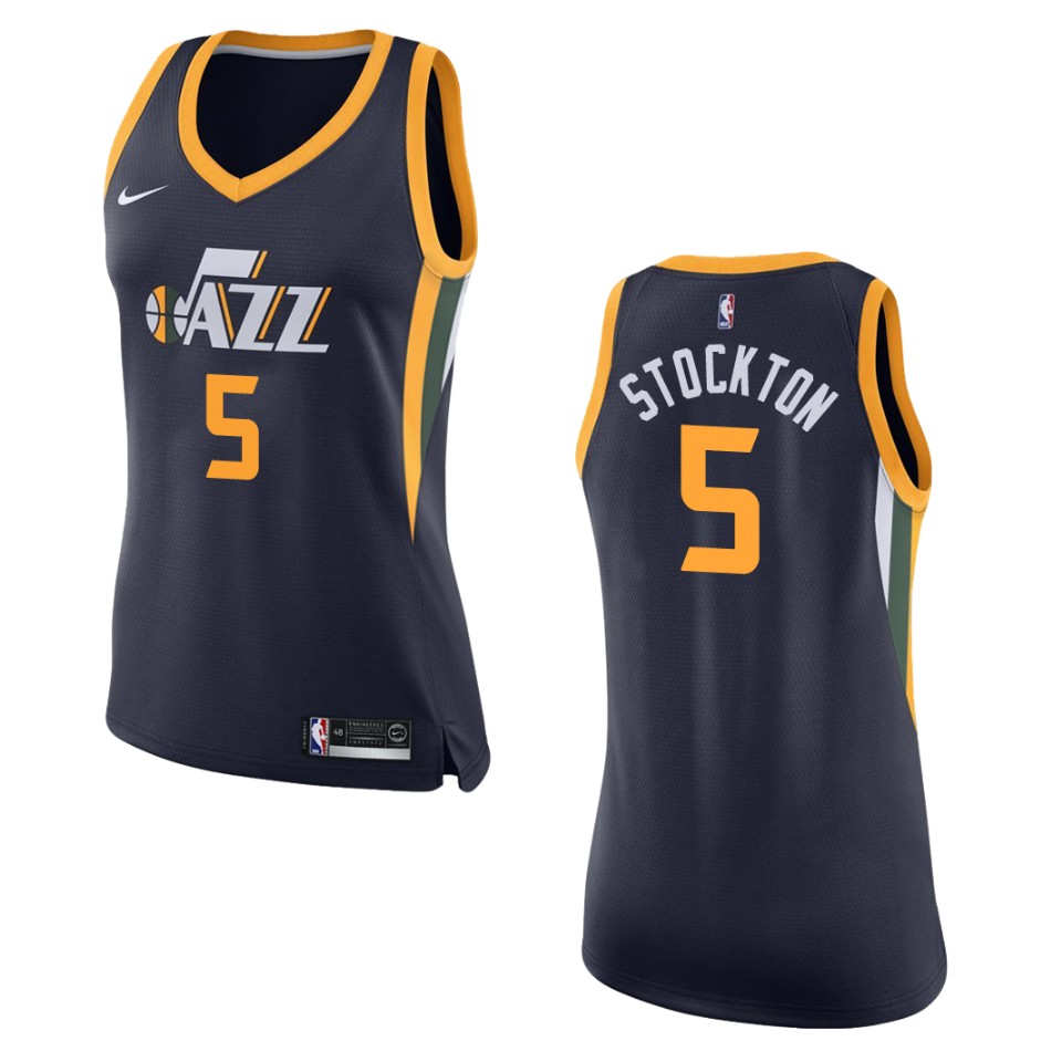 Women's Utah Jazz #5 David Stockton Icon Swingman Basketball Jersey - Navy
