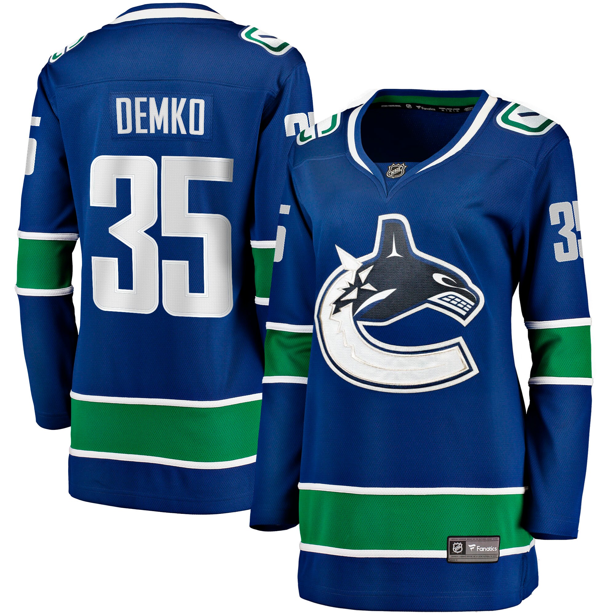 Women's Vancouver Canucks Thatcher Demko Blue Home Breakaway Hockey Jersey - JS965 