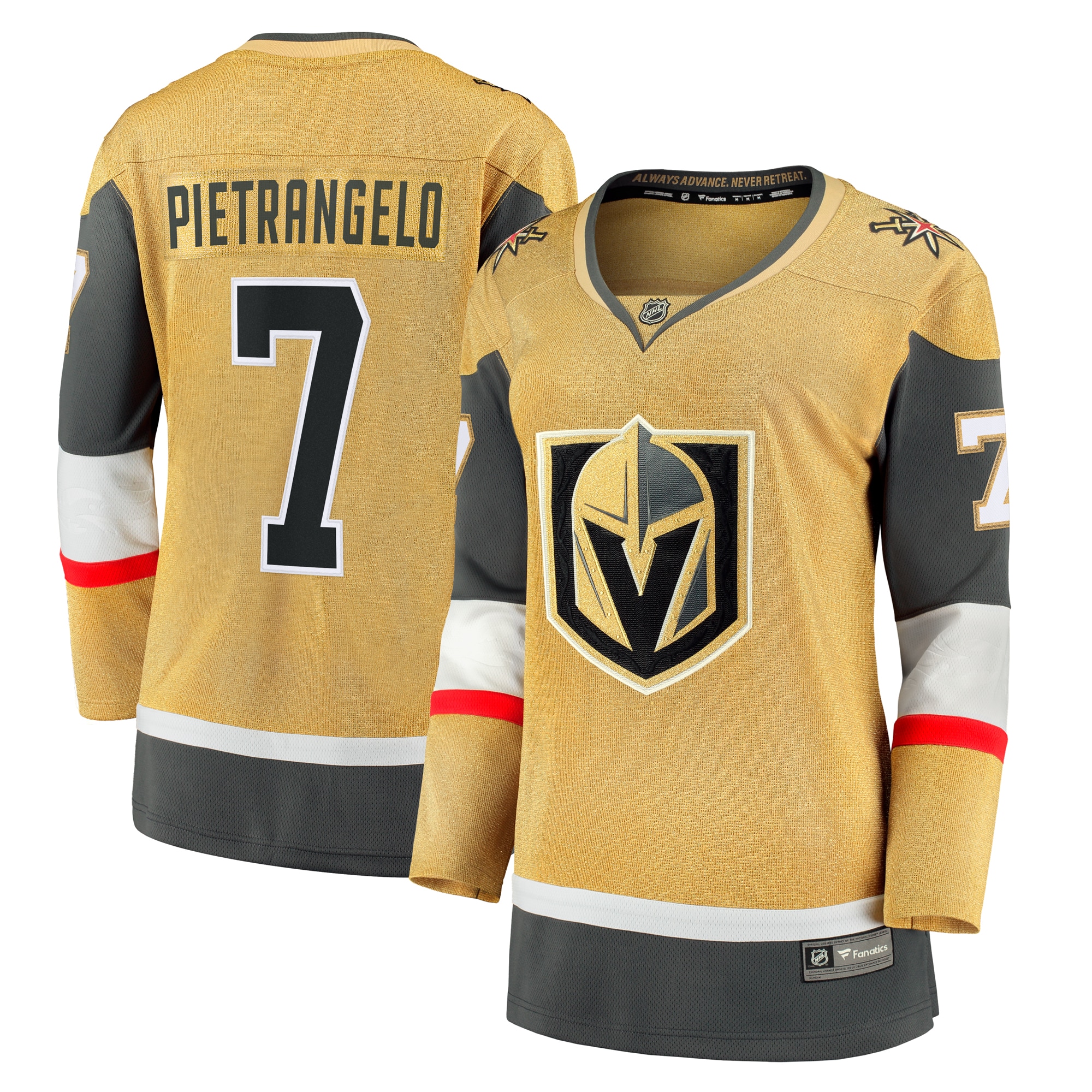 Women's Vegas Golden Knights Alex Pietrangelo Gold Home Breakaway Player Hockey Jersey - JS684 