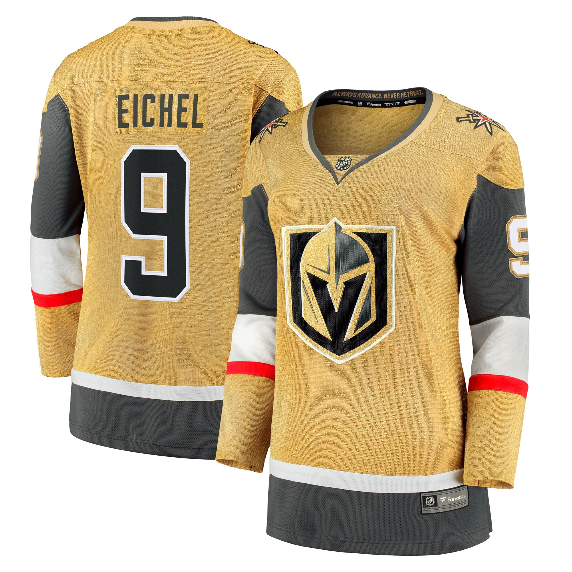 Women's Vegas Golden Knights Jack Eichel Gold Home Breakaway Player Hockey Jersey - JS187 