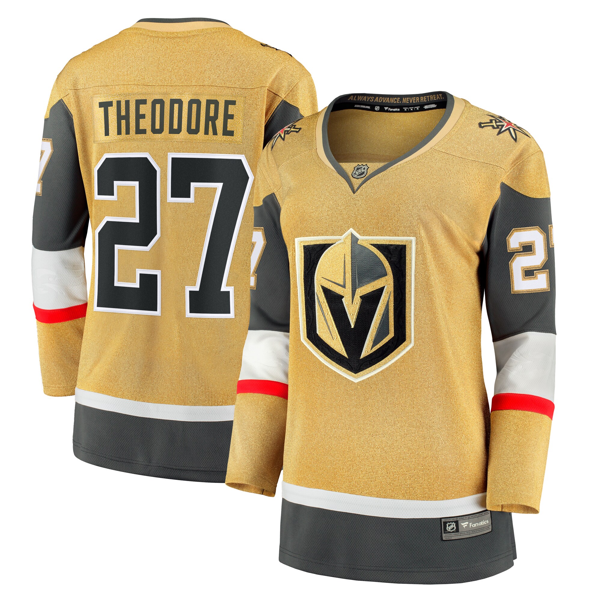 Women's Vegas Golden Knights Shea Theodore Gold Home Breakaway Hockey Jersey - JS453 