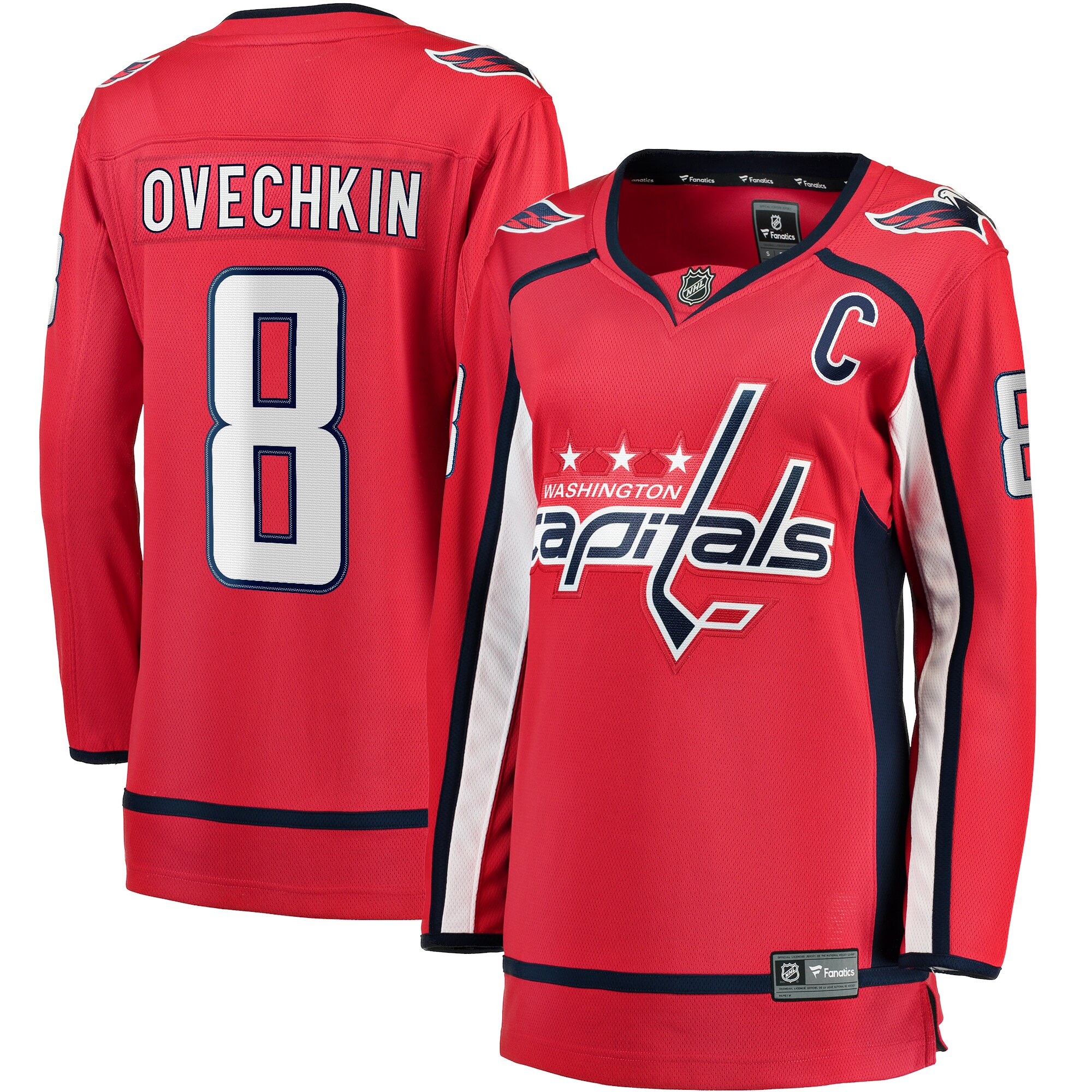 Women's Washington Capitals Alexander Ovechkin Red Captain Patch Home Breakaway Player Hockey Jersey - JS858 