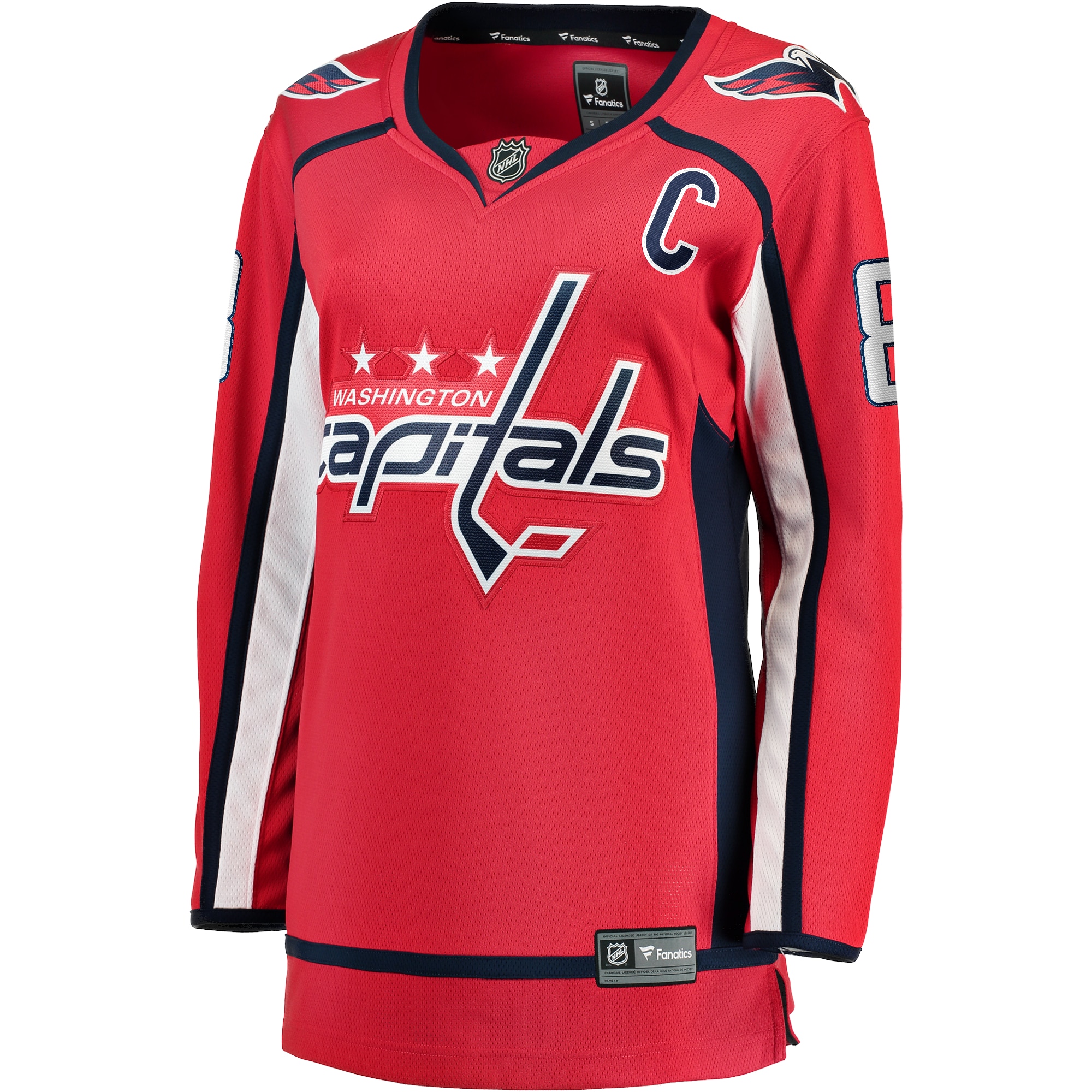 Alternative view of Women's Washington Capitals Alexander Ovechkin Red Captain Patch Home Breakaway Player Hockey Jersey - JS858 