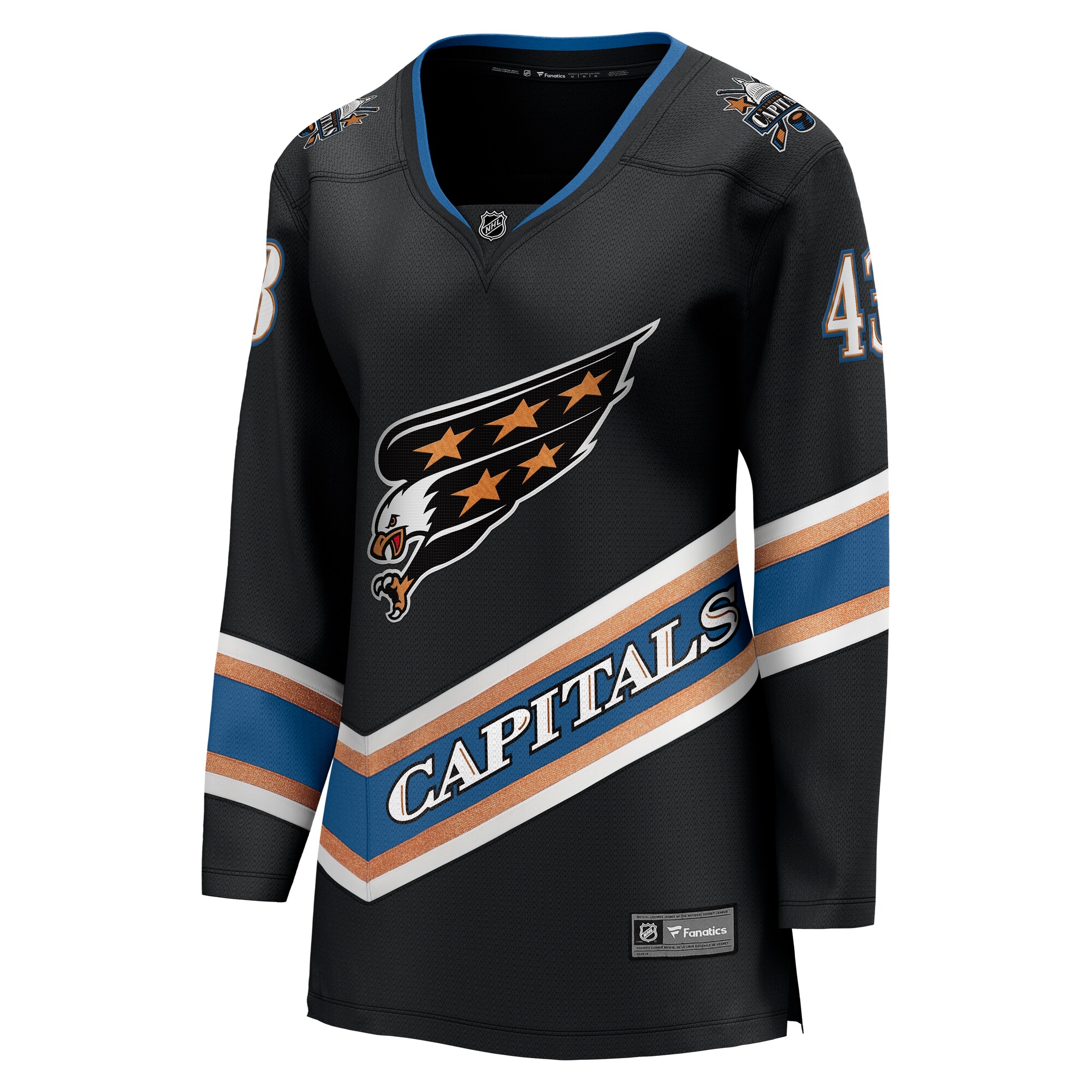 Alternative view of Women's Washington Capitals Tom Wilson Black Alternate 50th Anniversary Premier Breakaway Player Jersey - JS481 