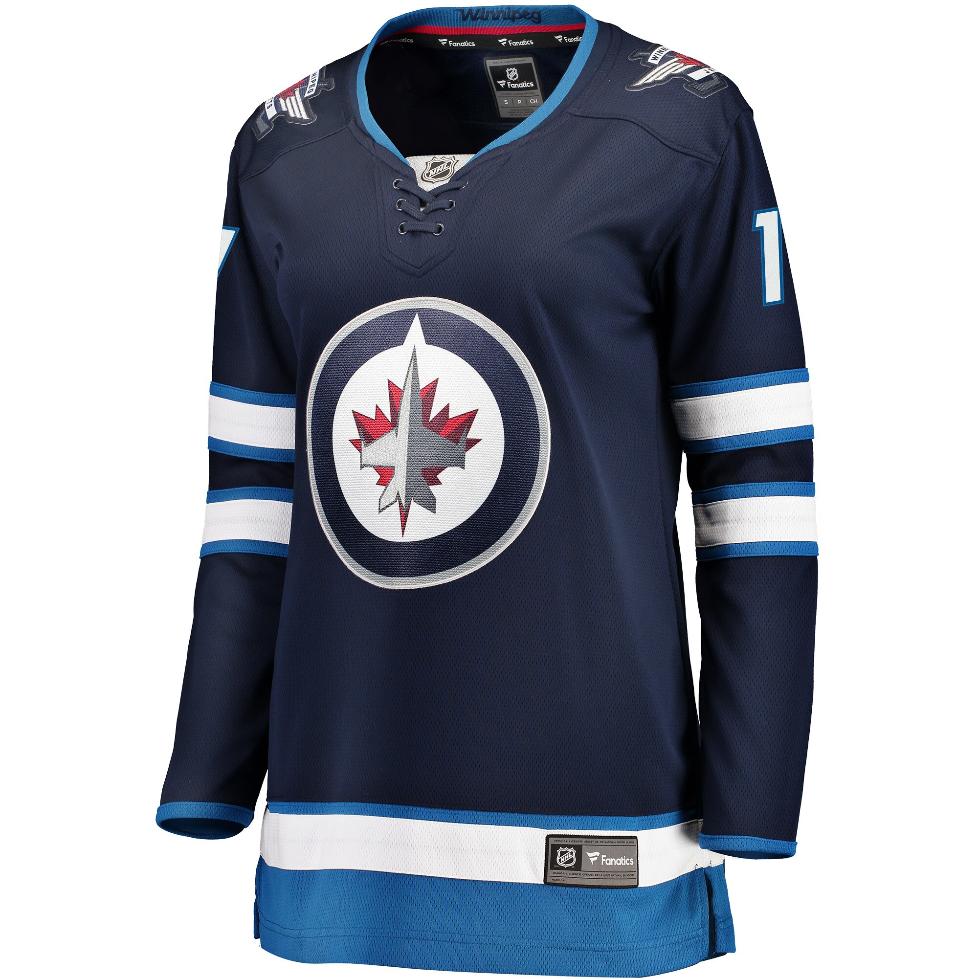 Alternative view of Women's Winnipeg Jets Adam Lowry Navy Breakaway Hockey Jersey - JS689 