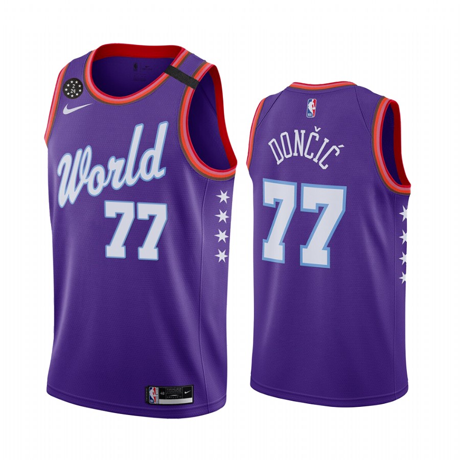 World Team 2020 Nba Rising Star Luka Doncic Dallas Mavericks Basketball Jersey Purple