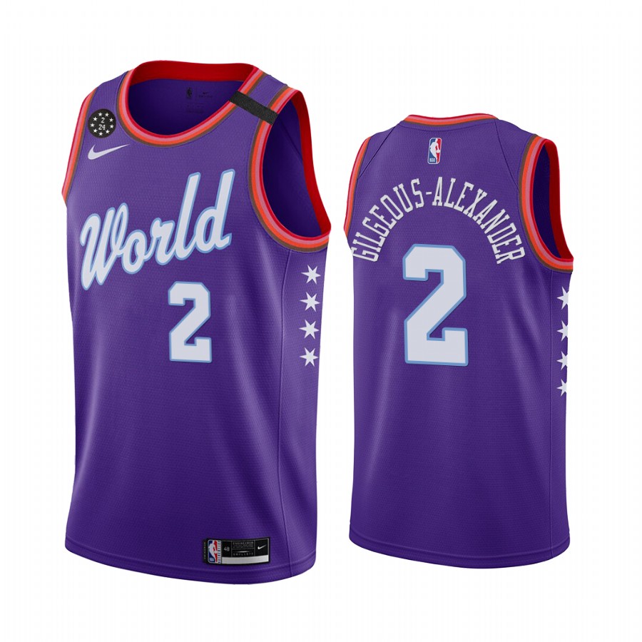 World Team 2020 Nba Rising Star Shai Gilgeous-alexander Oklahoma City Thunder Basketball Jersey Purple