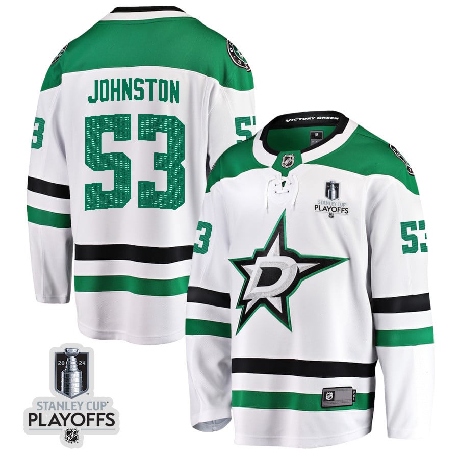 Wyatt Johnston 53 Dallas Stars 2024 NHL Playoffs Patch Away Breakaway Hockey Jersey - Men - JS732 