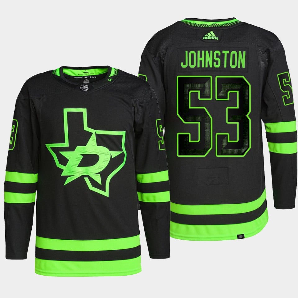 Wyatt Johnston 53 Dallas Stars Black Hockey Jersey Alternate - JS547 