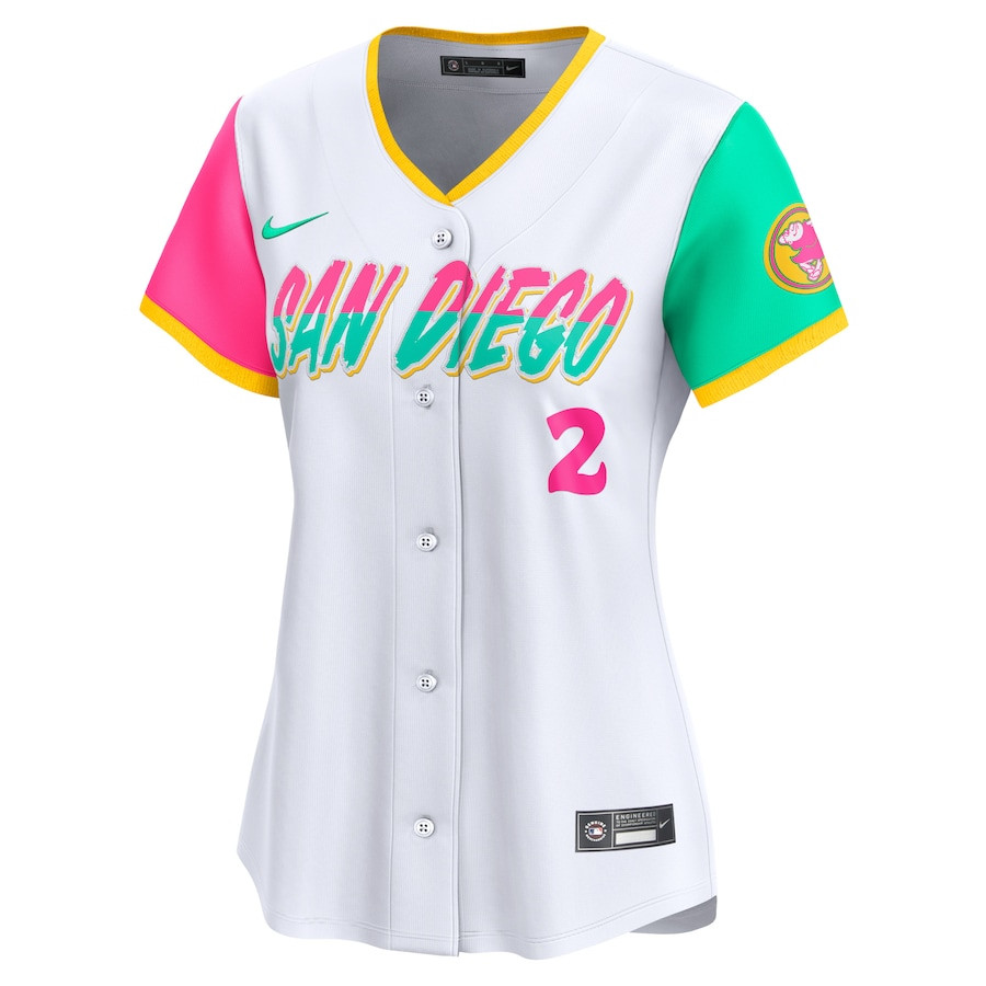 Alternative view of Xander Bogaerts 2 San Diego Padres City Connect Limited Women Baseball Jersey - White 