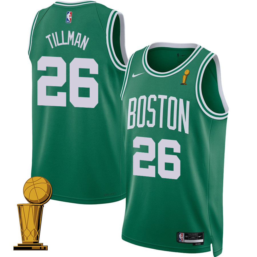 Xavier Tillman 26 Boston Celtics 2024 FINALS CHAMPIONS Basketball Jersey - Icon Edition - Kelly Green - JS555