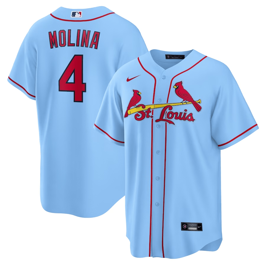 Yadier Molina 4 St. Louis Cardinals Alternate Men Baseball Jersey - Light Blue 