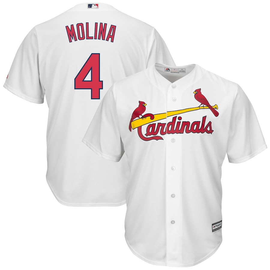 Yadier Molina #4 St. Louis Cardinals Majestic Big And Tall Cool Base Player Baseball Jersey - White