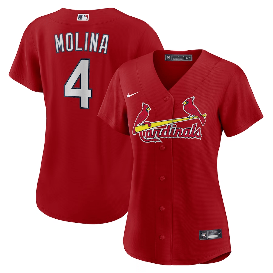 Yadier Molina 4 St. Louis Cardinals Women Alternate Baseball Jersey - Red 