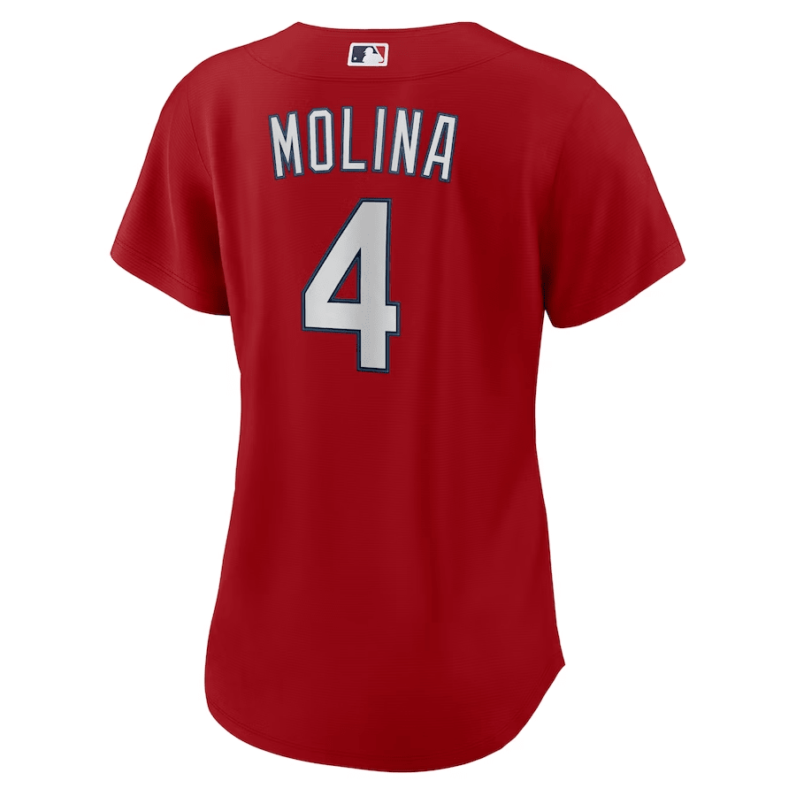 Alternative view of Yadier Molina 4 St. Louis Cardinals Women Alternate Baseball Jersey - Red 