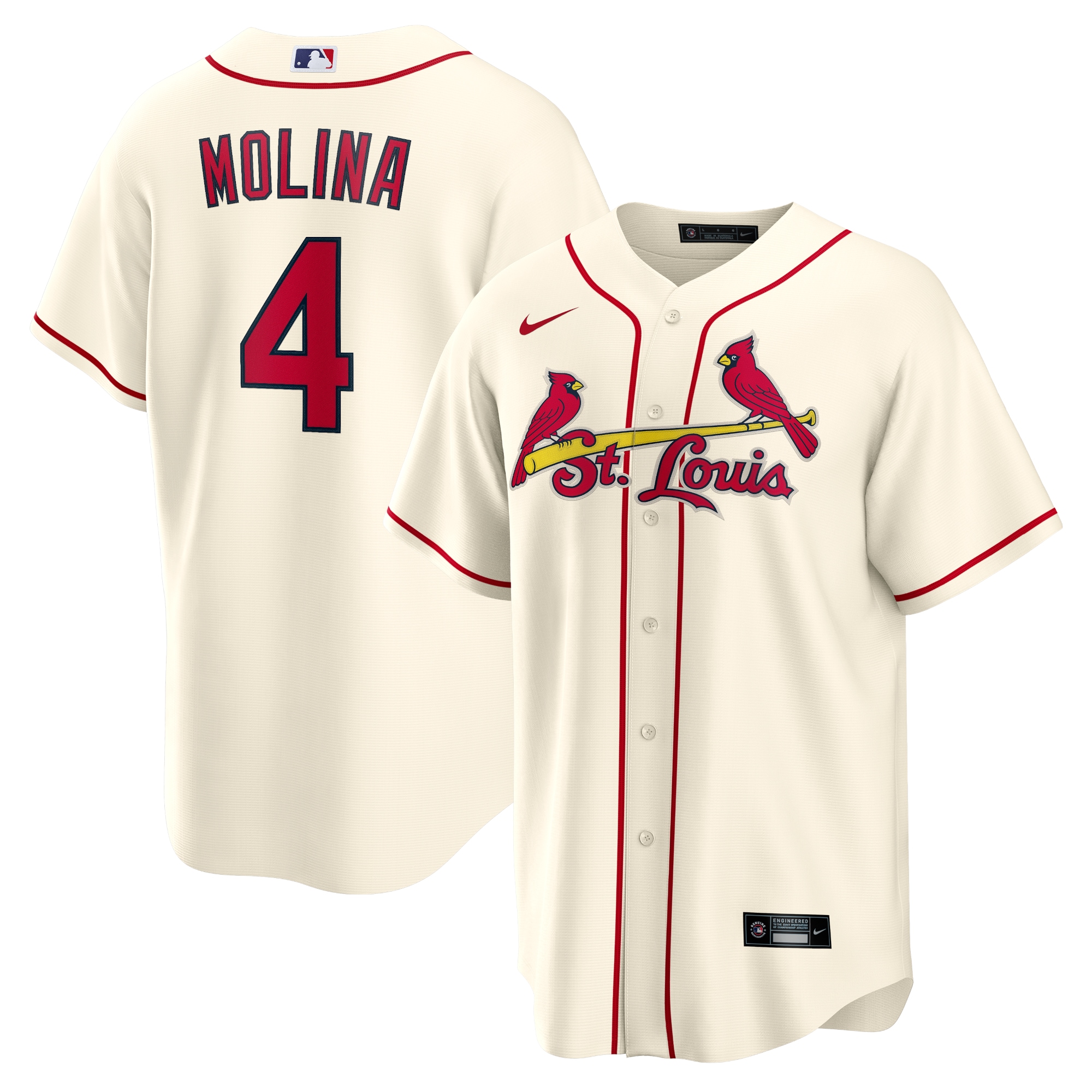 Yadier Molina St. Louis Cardinals Alternate Replica Player Name Baseball Jersey – Cream