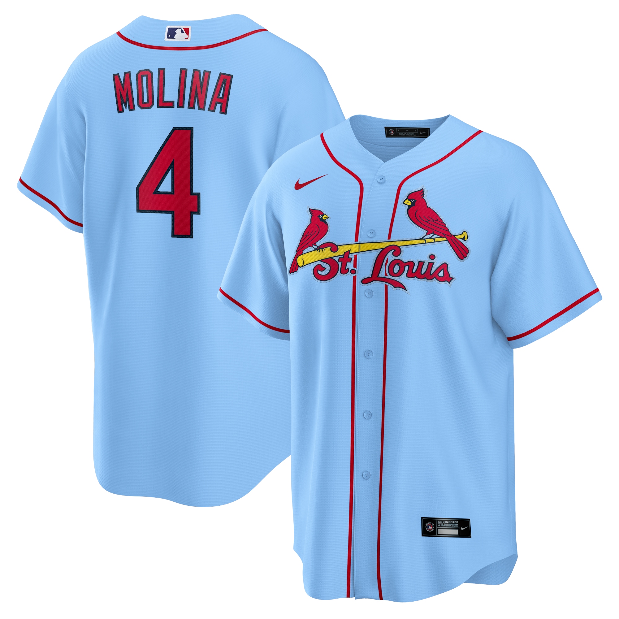 Alternative view of Yadier Molina St. Louis Cardinals Alternate Replica Player Name Baseball Jersey – Light Blue