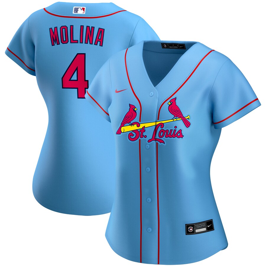 Yadier Molina St. Louis Cardinals Women's Alternate 2020 Replica Player Baseball Jersey ÃƒÂ¢Ã¢â€šÂ¬Ã¢â‚¬Å“ Light Blue