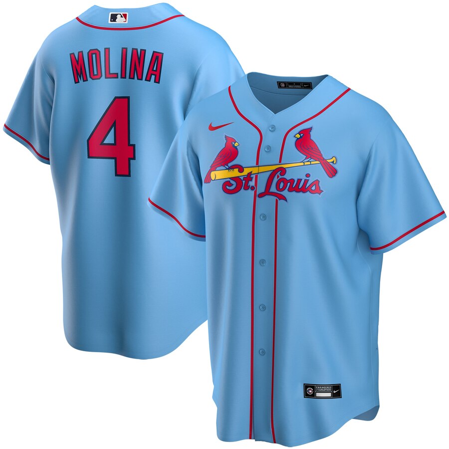 Yadier Molina St. Louis Cardinals Youth Alternate 2020 Replica Player Baseball Jersey - Light Blue