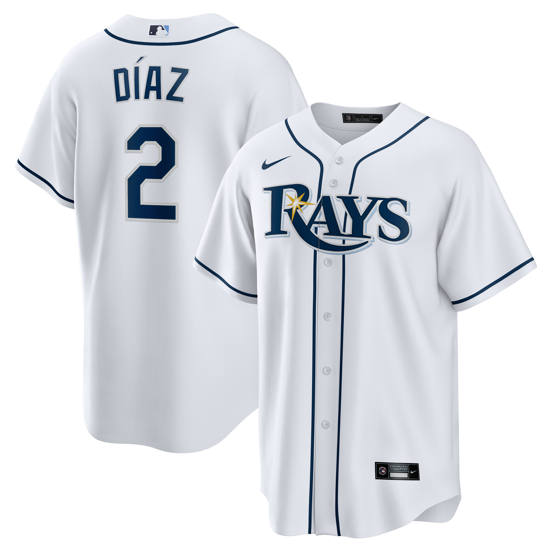 Yandy Díaz 2 Tampa Bay Rays Home Team Men Baseball Jersey - White - JS123 