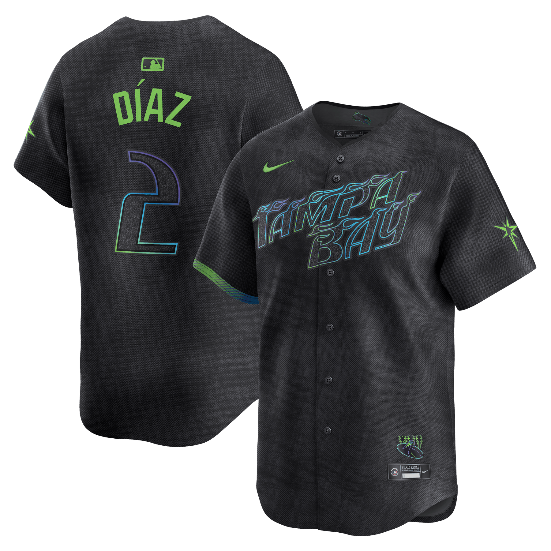 Yandy Diaz 2 Tampa Bay Rays 2024 City Connect Limited Men Baseball Jersey - Charcoal - JS193 
