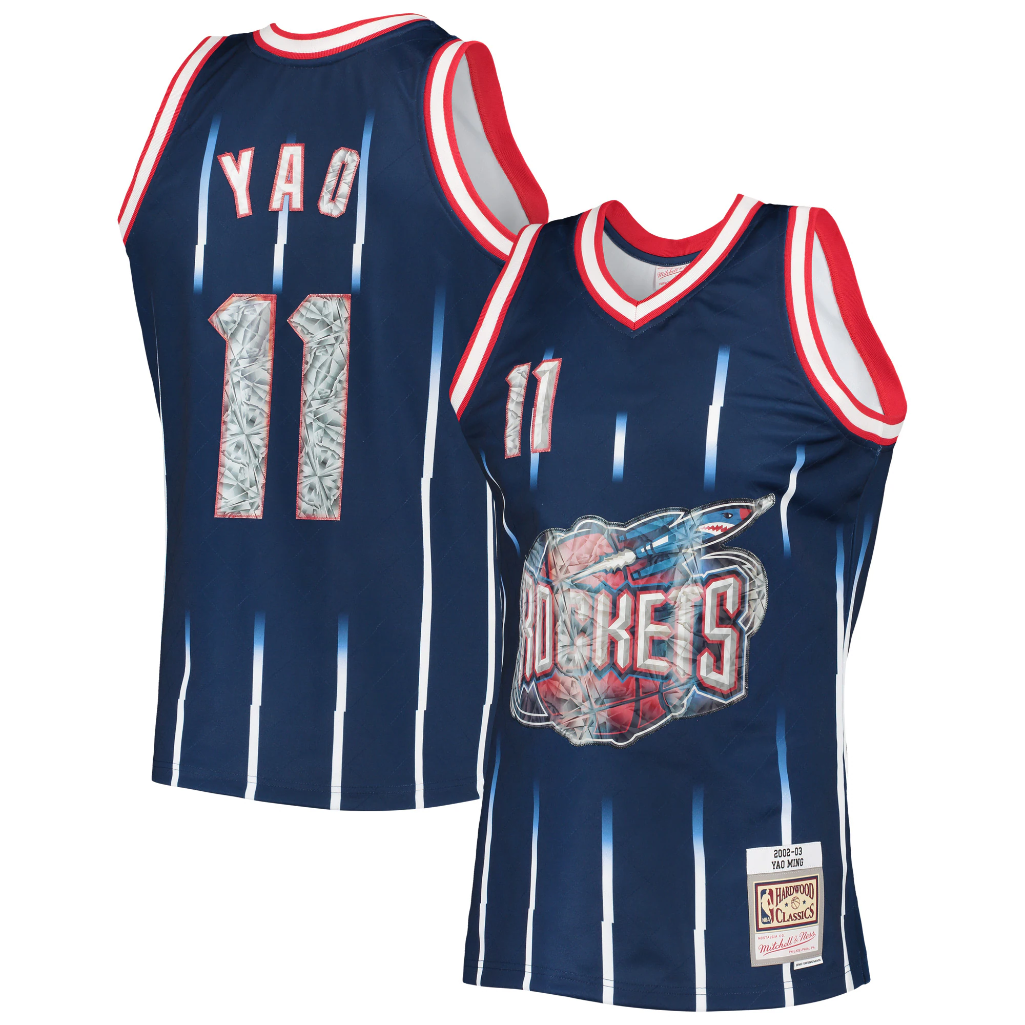 Yao Ming Houston Rockets Mitchell & Ness 1996-97 Hardwood Classics Nba 75th Anniversary Diamond Swingman Basketball Jersey - Navy