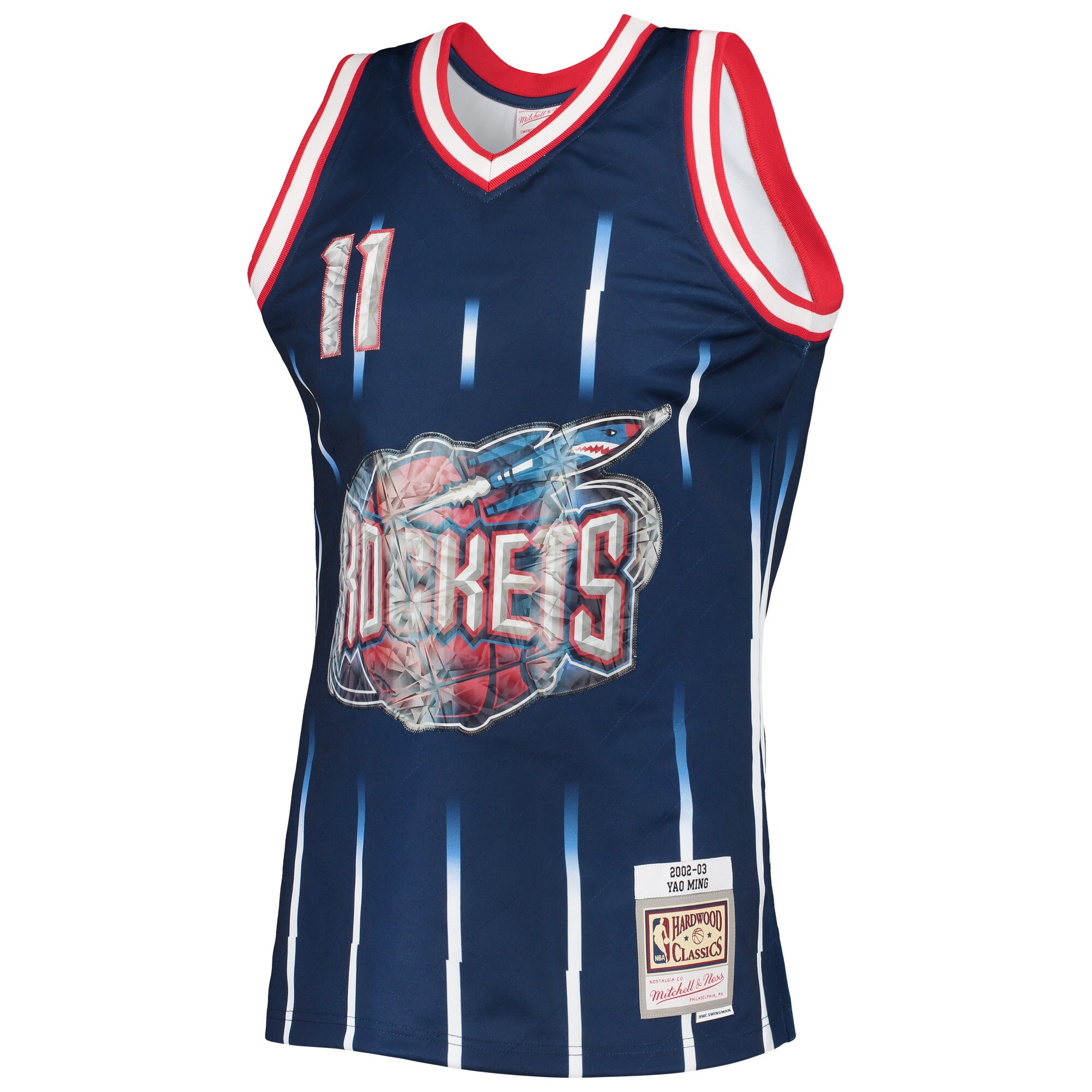 Alternative view of Yao Ming Houston Rockets Mitchell & Ness 2002/03 Hardwood Classics Nba 75th Anniversary Diamond Swingman Basketball Jersey - Navy
