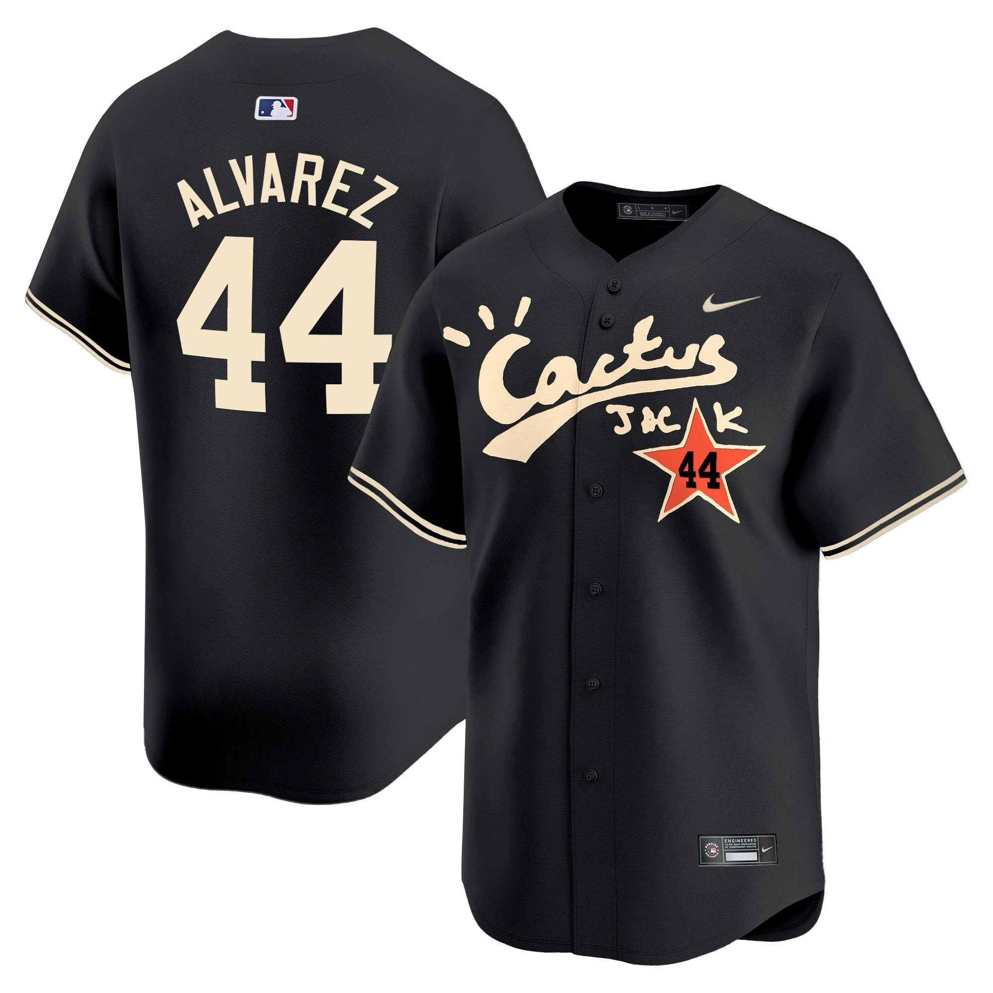 Yordan Alvarez 44 Houston Astros Cactus Jack Black Baseball Jersey V2 - Men