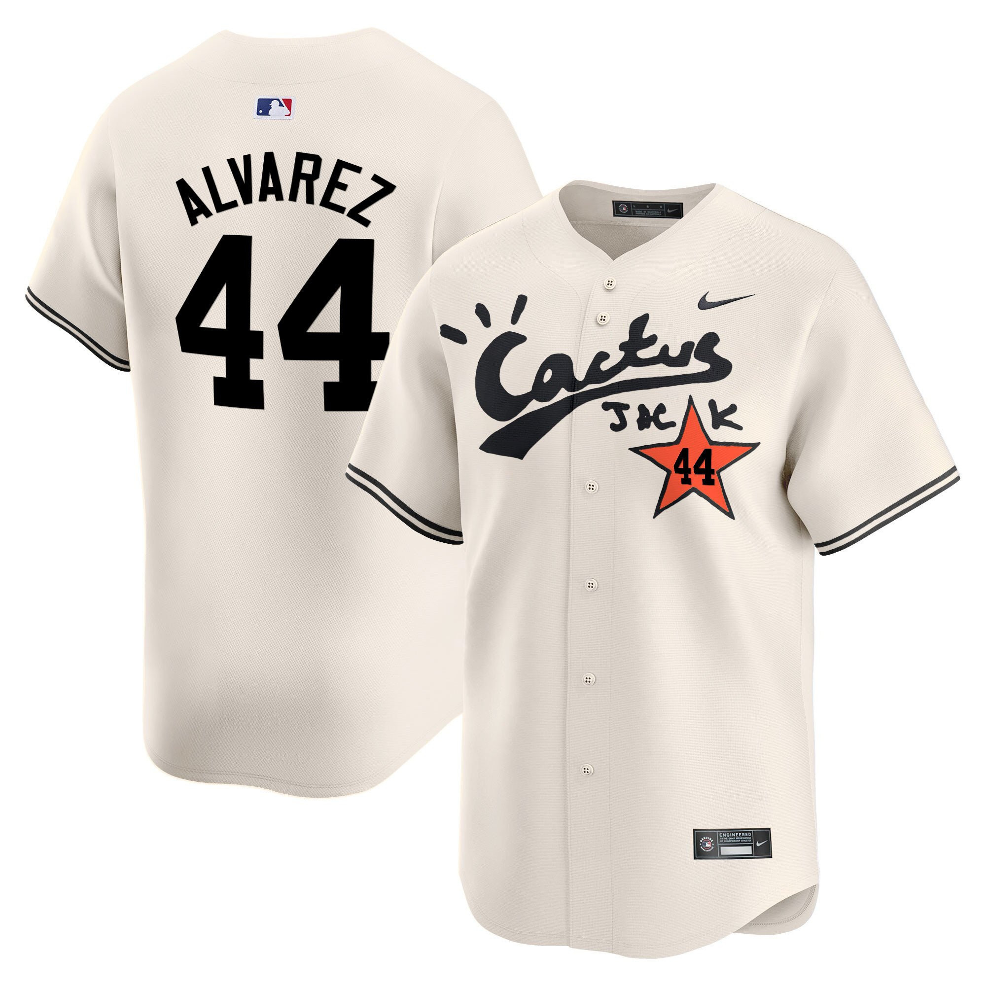 Yordan Alvarez 44 Houston Astros Cactus Jack Cream Baseball Jersey V2 - Men