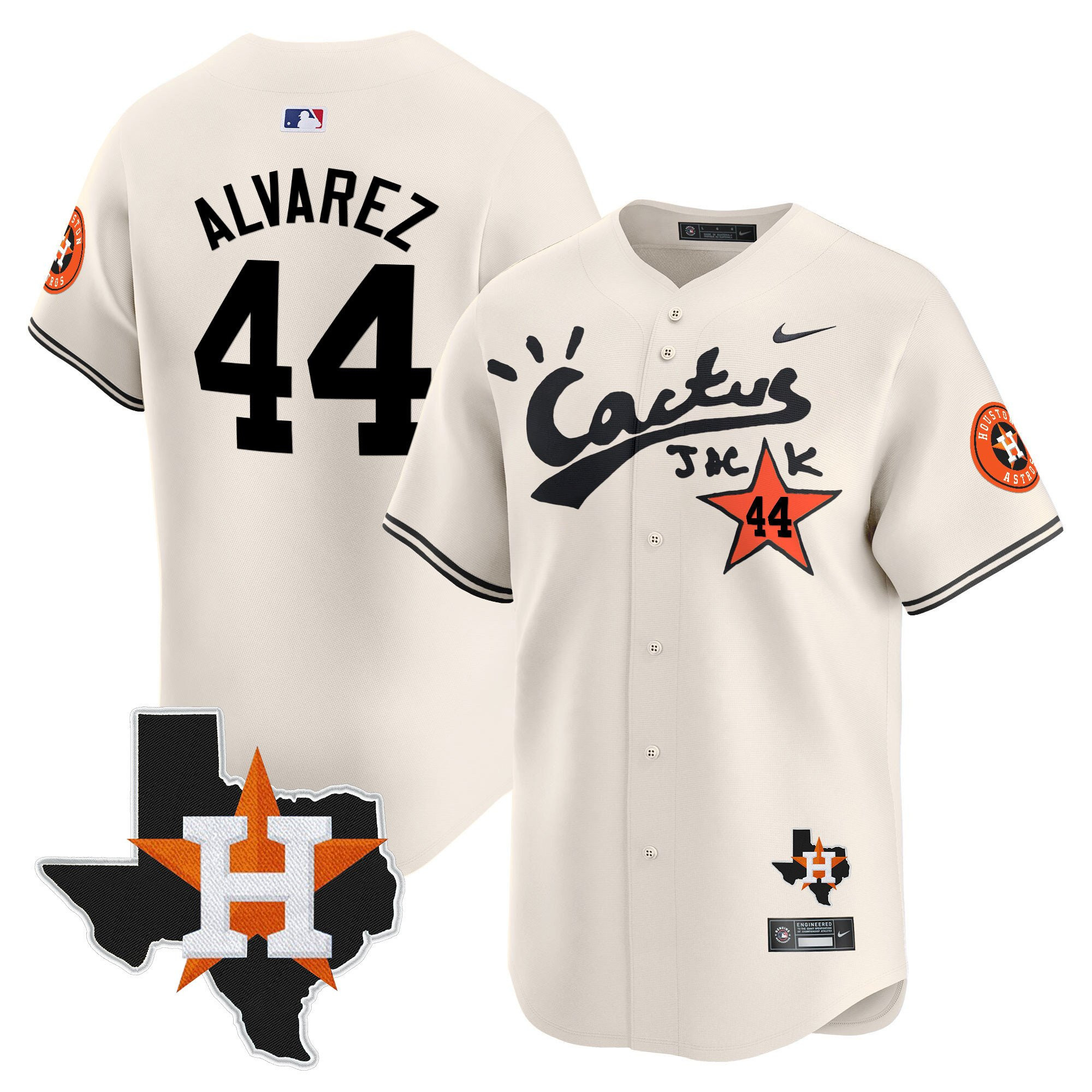 Yordan Alvarez 44 Houston Astros Cactus Jack Limited Baseball Jersey Houston Patch - Men 