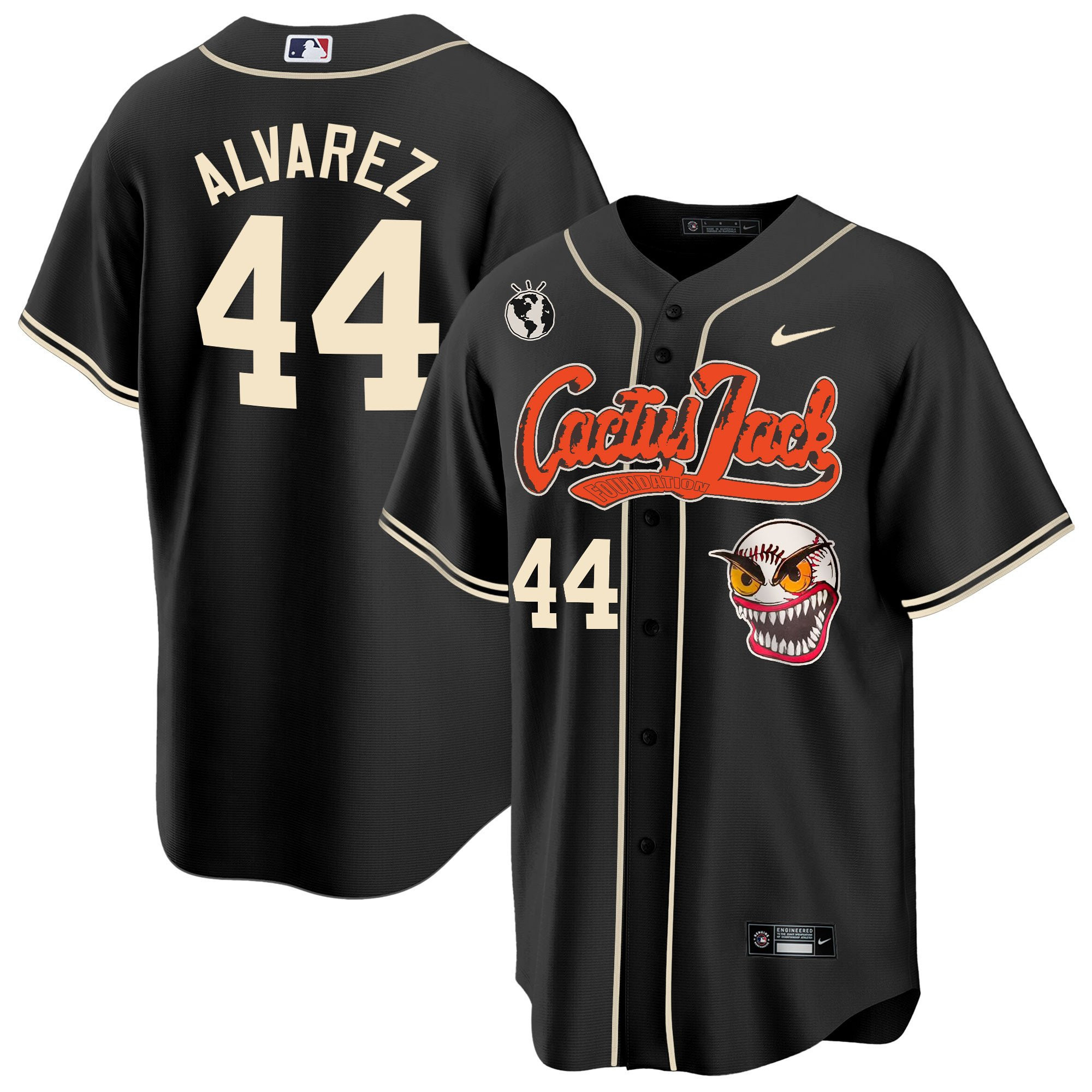 Yordan Alvarez 44 Houston Astros Cactus Jack Men Baseball Jersey - Black