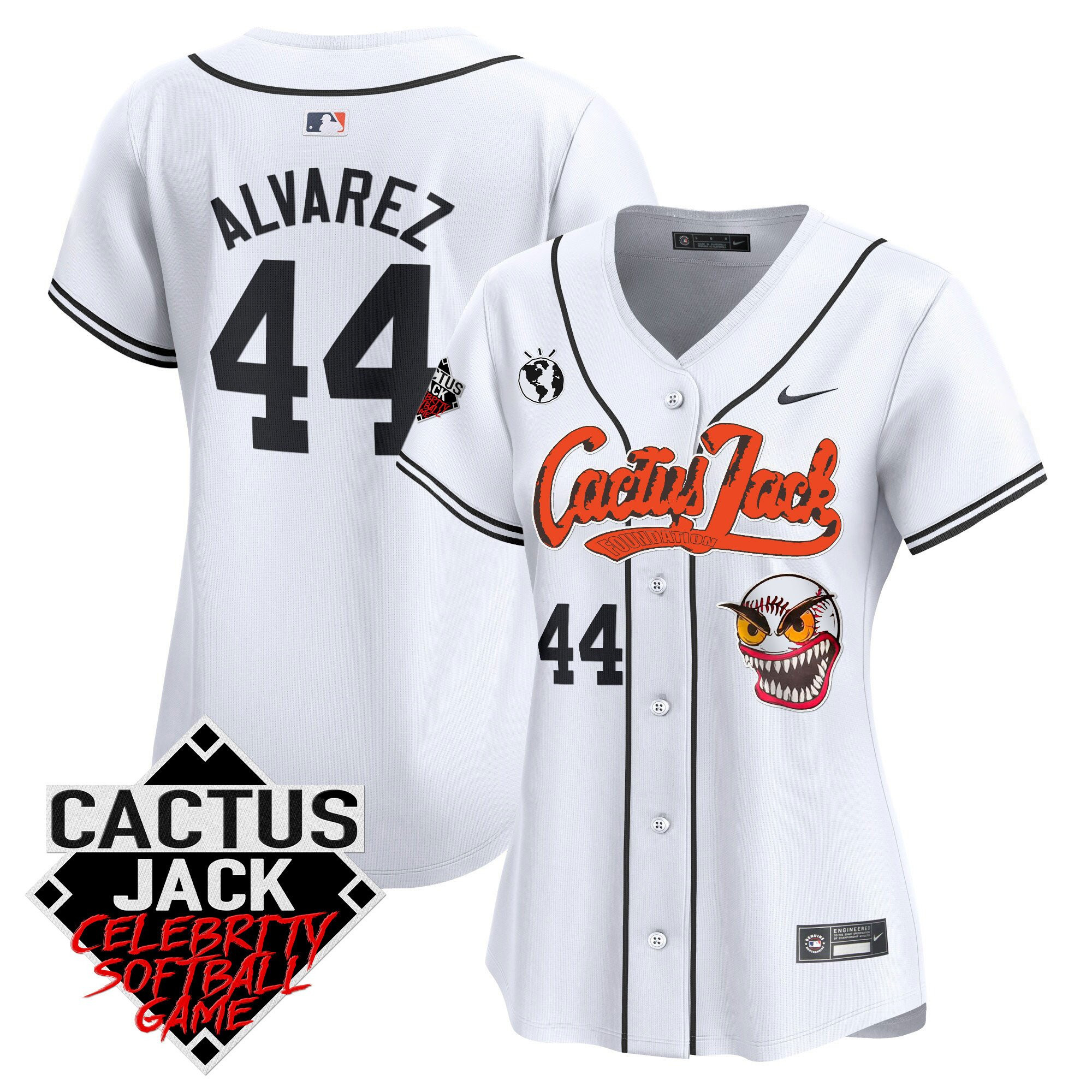 Yordan Álvarez 44 Houston Astros Cactus Jack Celebrity Softball Game Patch Women Baseball Jersey - White