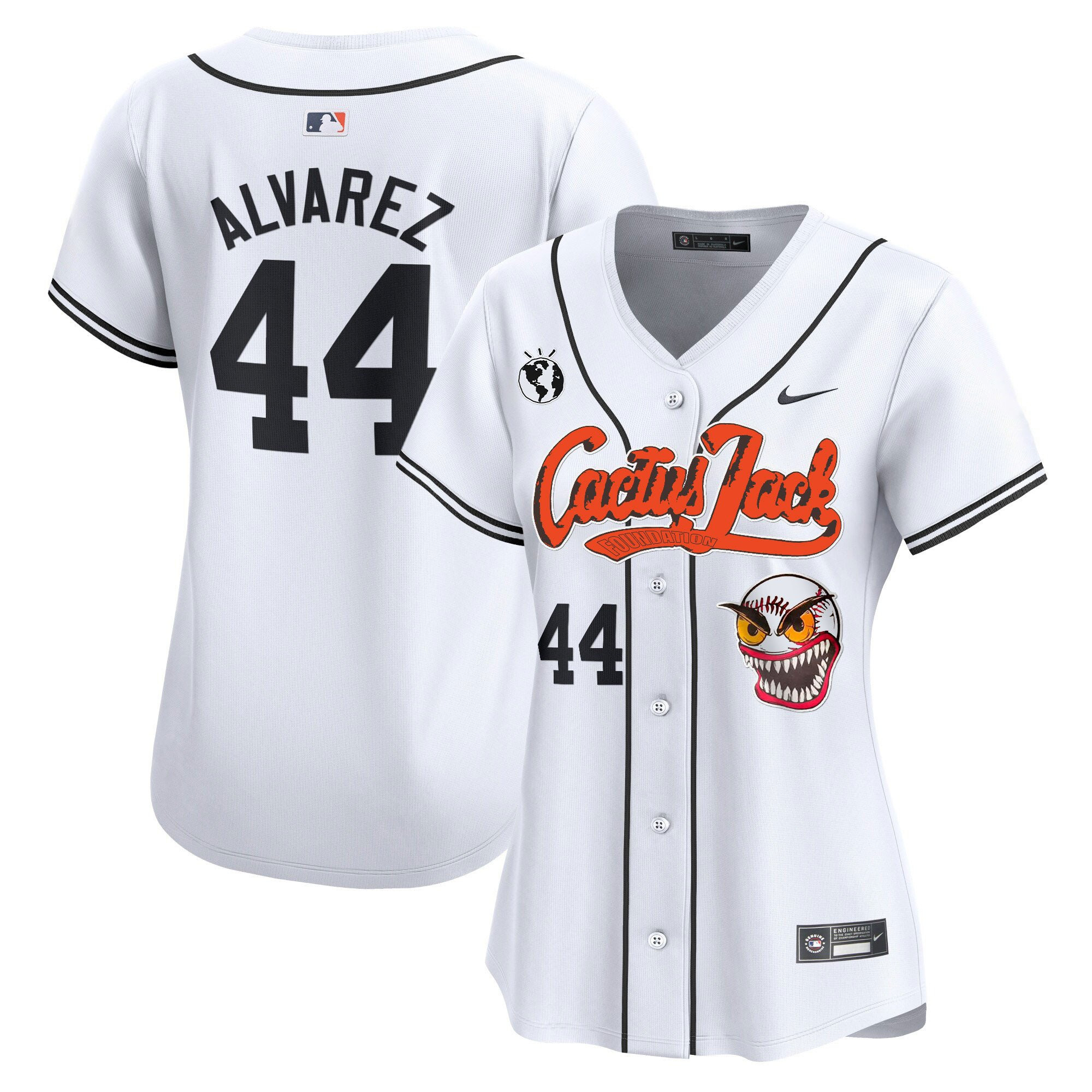 Yordan Álvarez 44 Houston Astros Cactus Jack Patch Women Baseball Jersey - White