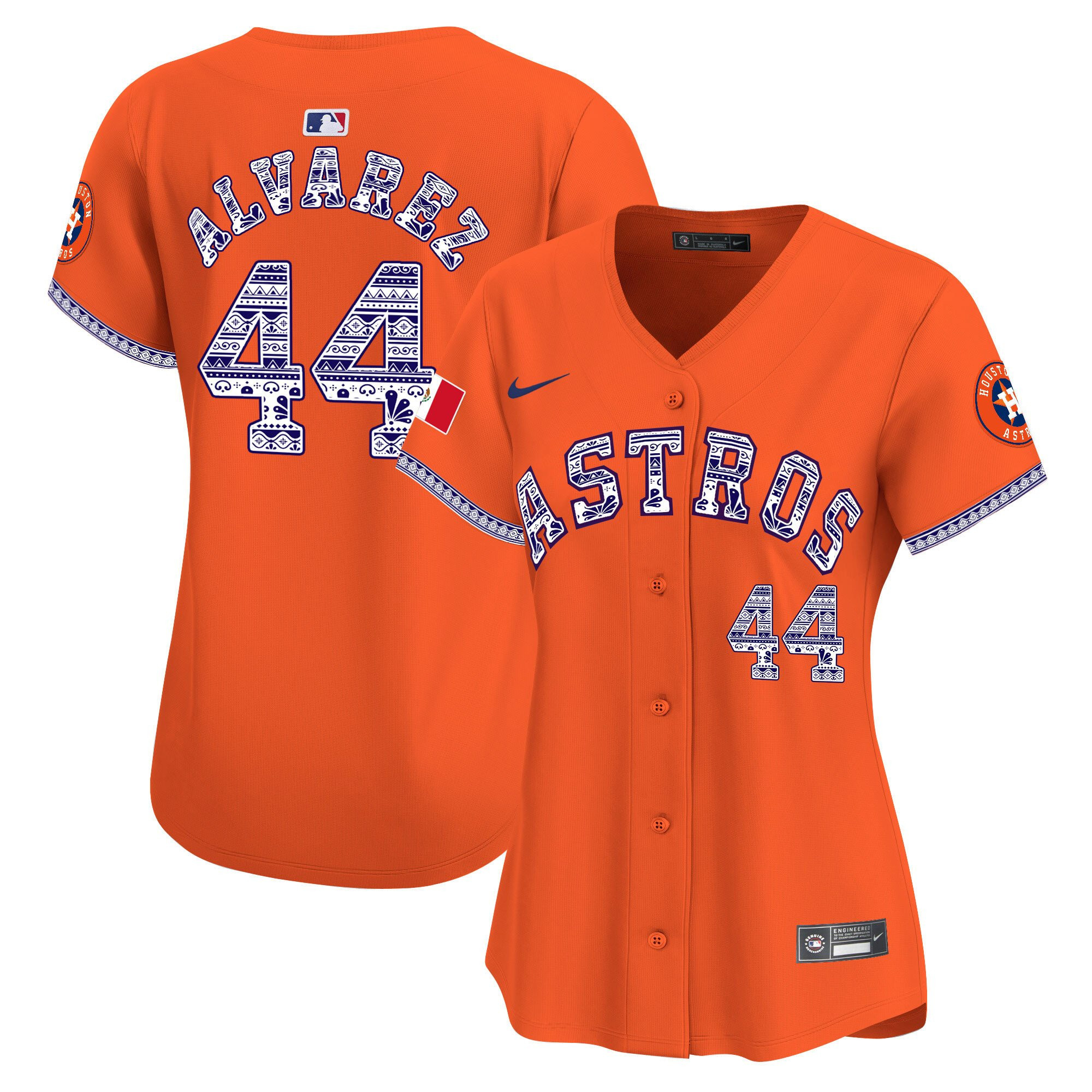 Yordan Álvarez 44 Houston Astros Mexico Women Baseball Jersey - Orange 