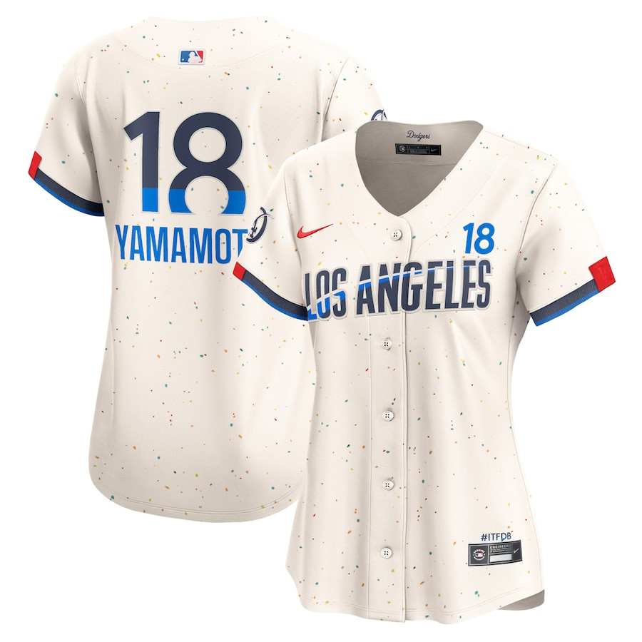 Yoshinobu Yamamoto 18 Los Angeles Dodgers 2024 City Connect Limited Women Baseball Jersey - Cream 