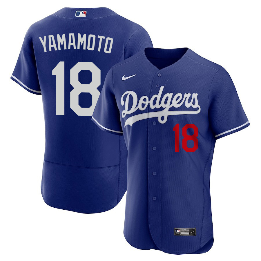 Yoshinobu Yamamoto 18 Los Angeles Dodgers Alternate ELITE Men Baseball Jersey - Royal 