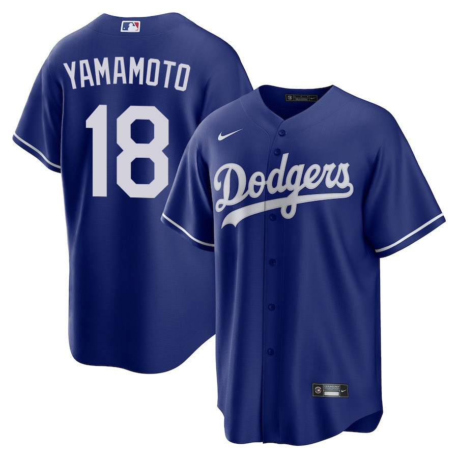 Yoshinobu Yamamoto 18 Los Angeles Dodgers Alternate Men Baseball Jersey - Royal 