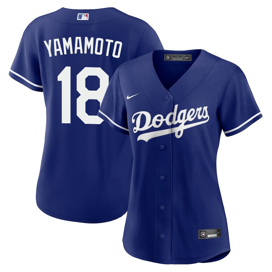 Yoshinobu Yamamoto 18 Los Angeles Dodgers Alternate Women Baseball Jersey - Royal 