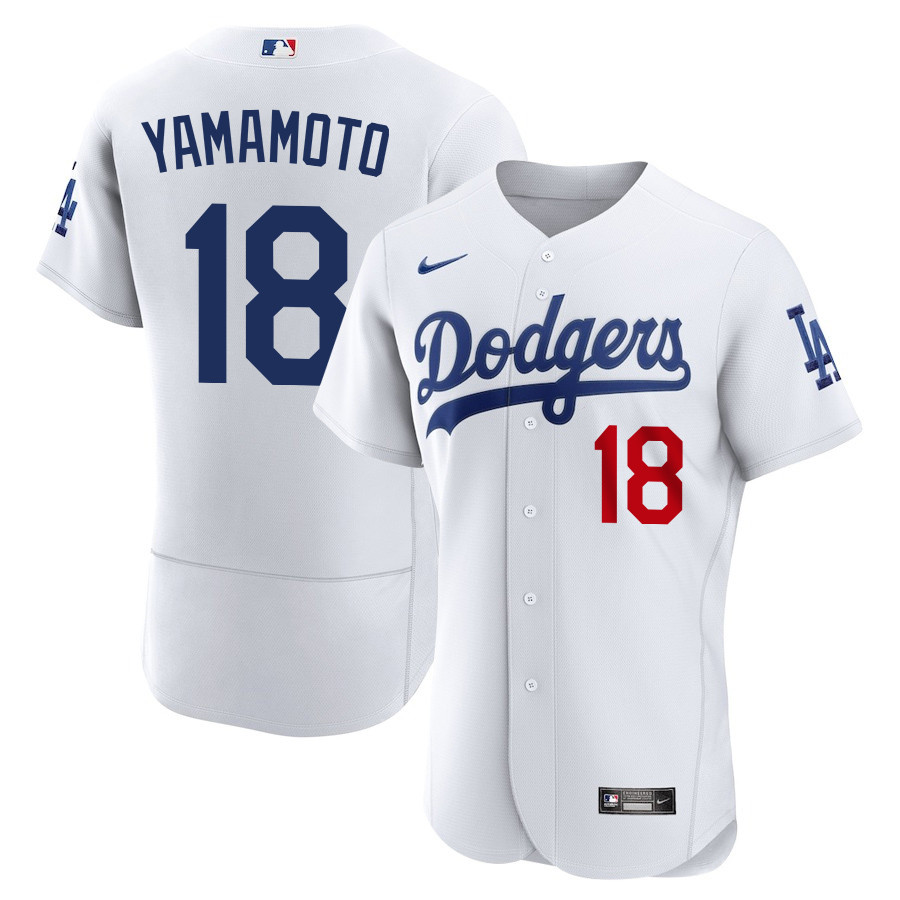 Yoshinobu Yamamoto 18 Los Angeles Dodgers Home ELITE Men Baseball Jersey - White 