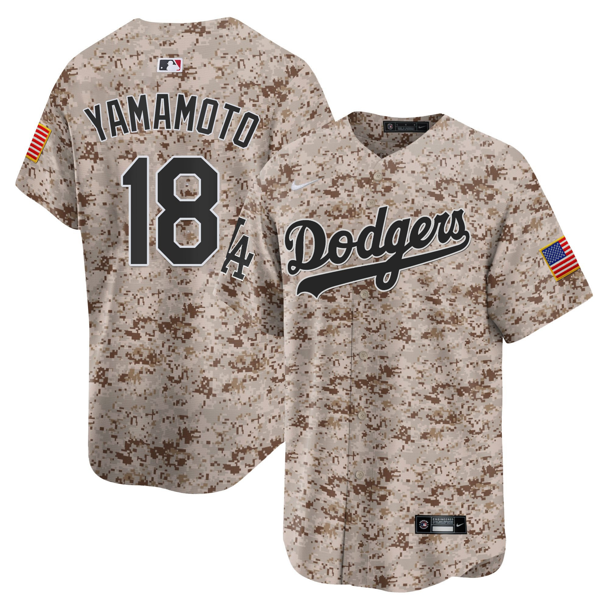 Yoshinobu Yamamoto 18 Los Angeles Dodgers USMC Alternate Limited Men Baseball Jersey - Desert 