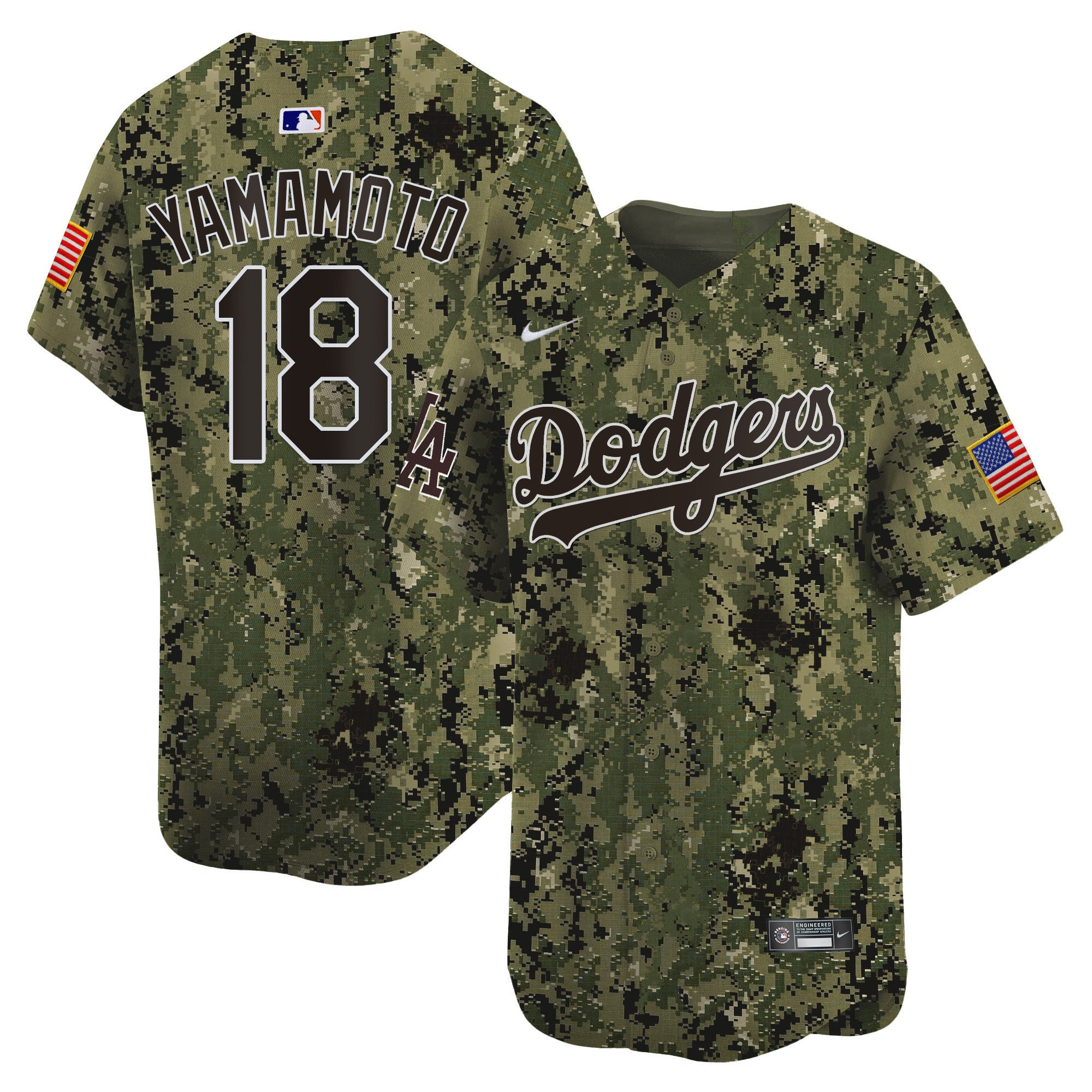 Yoshinobu Yamamoto 18 Los Angeles Dodgers USMC Alternate Limited Men Baseball Jersey - Woodland 