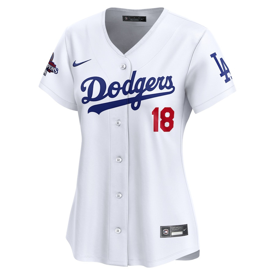 Alternative view of Yoshinobu Yamamoto 18 Los Angeles Dodgers Women's 2024 World Series Champions Home Limited Baseball Jersey - White 