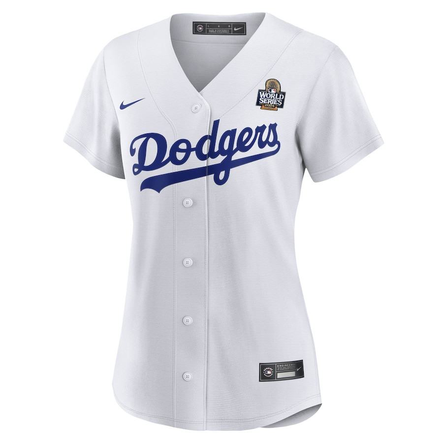 Alternative view of Yoshinobu Yamamoto 18 Los Angeles Dodgers Women's Home 2024 World Series Japanese Lettering Baseball Jersey - White 