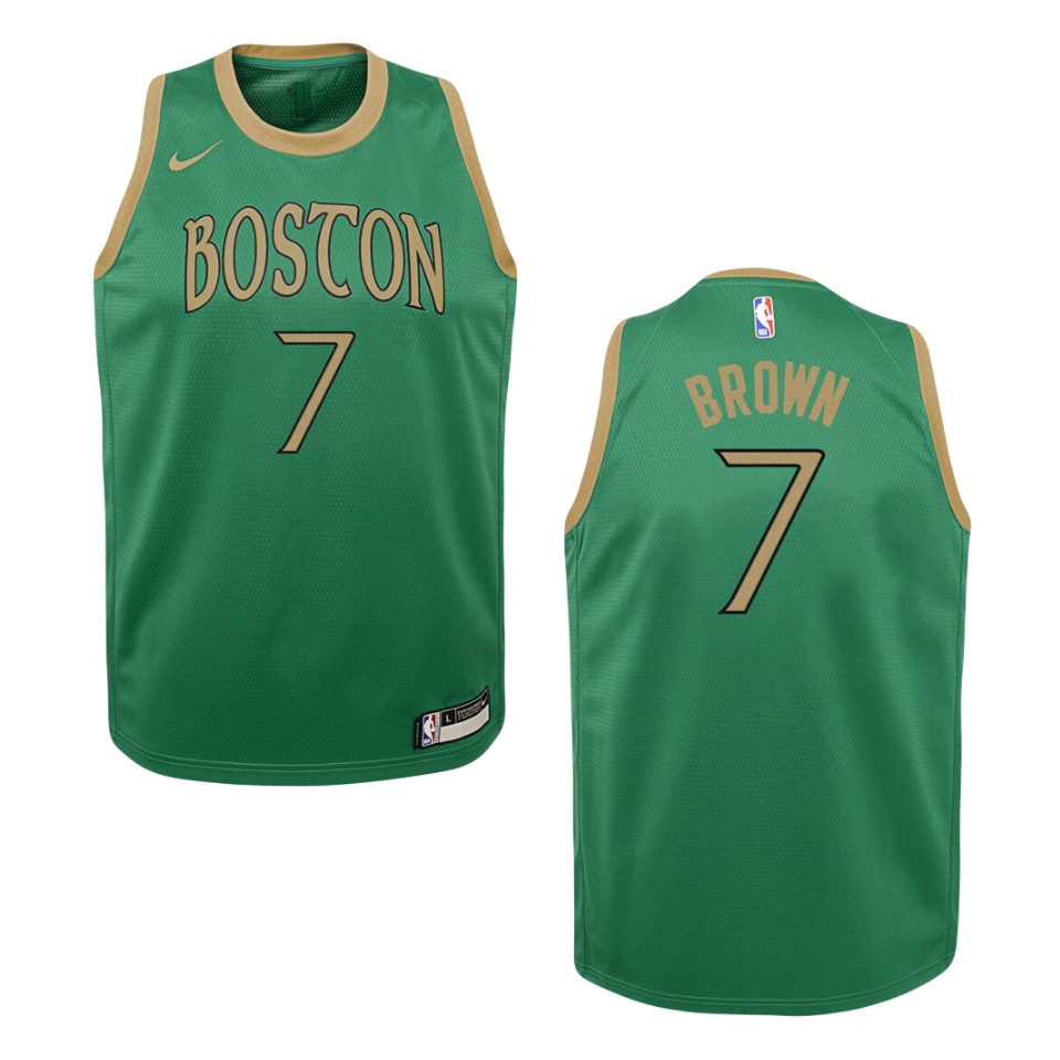 Youth 2019-20 Boston Celtics #7 Jaylen Brown City Swingman Basketball Jersey - Kelly Green