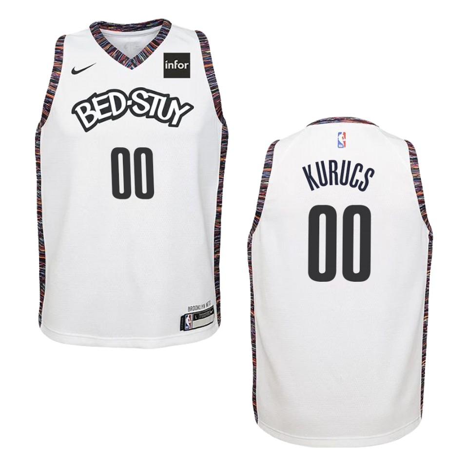 Youth 2019-20 Brooklyn Nets #00 Rodions Kurucs City Swingman Basketball Jersey - White